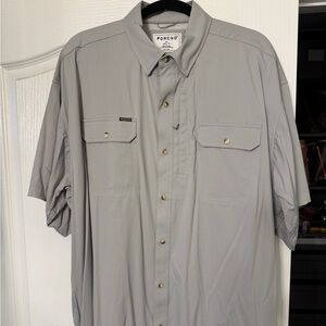Poncho Short Sleeve Button-Down Shirt in Light Gray